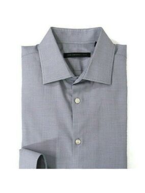 John Varvatos Star USA Mens Size 16 34/35 Gray White Oxford Button Up LS Shirt